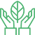 Icon of a leaf surrounded by two hands