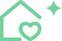 Icon of a house, heart and sparkling star