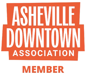 Logo for Asheville Downtown Association with member listed beneath