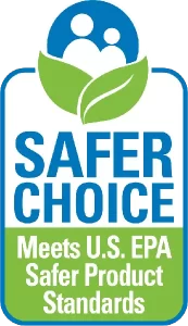 EPA safer choice logo with an illustration of two people and two green leaves