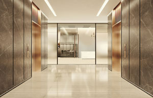 shiny floors in a spacious commercial hallway
